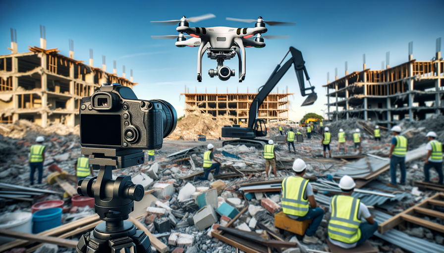Drone and Camera on Demolition Site
