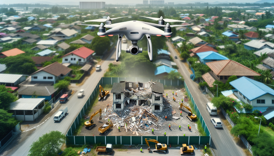 Drone taking photos of Demolition Site