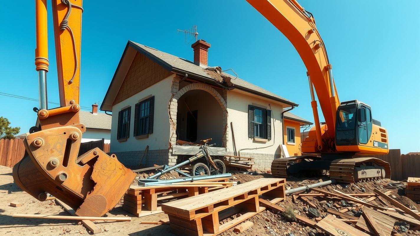 Excavator on Demolition Site